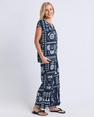 Elm Jenny Top - Navy Print | Pink Poppies