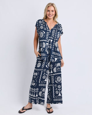 Elm Jenny Top - Navy Print | Pink Poppies