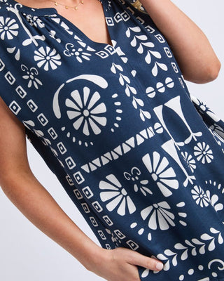 Elm Jenny Top - Navy Print | Pink Poppies