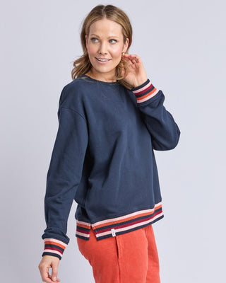 Elm Lili Fleece Crew - Navy | Pink Poppies