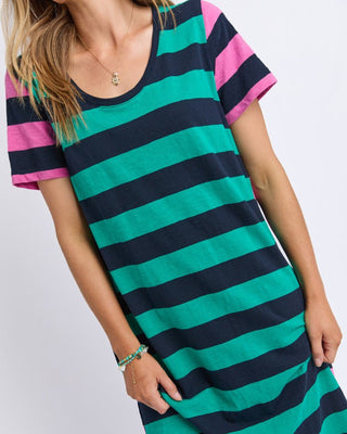 Elm Mercury Stripe Dress - Irish Green & Pink Stripe [sz:size 8]