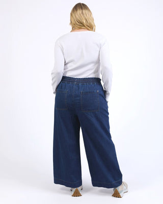 Elm Pant Greta Wide Leg - Dark Blue Wash | Pink Poppies