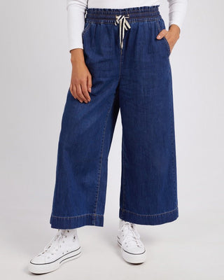Elm Pant Greta Wide Leg - Dark Blue Wash | Pink Poppies