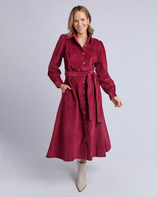 Elm Serena Cord Dress Maroon | Pink Poppies