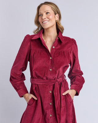 Elm Serena Cord Dress Maroon | Pink Poppies