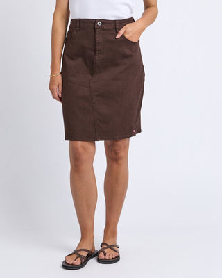 Elm Skirt Denim Belle - Coffee Bean [sz:size 8]