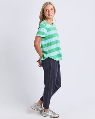 Elm Spritz Stripe S/s Tee - Green Briar / Turquoise Stripe [sz:size 10]