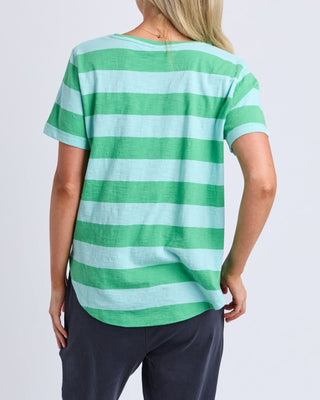 Elm Spritz Stripe S/s Tee - Green Briar / Turquoise Stripe [sz:size 10]
