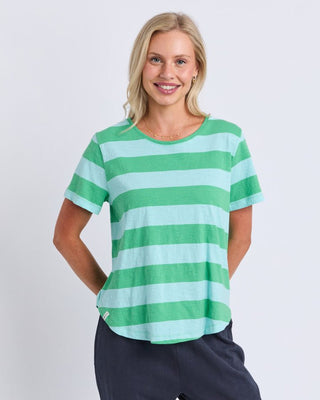 Elm Spritz Stripe S/s Tee - Green Briar / Turquoise Stripe [sz:size 10]