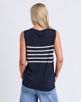 Elm Striped Knit Tank - Navy Mars Stripe [sz:small]
