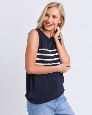 Elm Striped Knit Tank - Navy Mars Stripe [sz:small]
