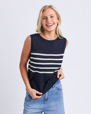 Elm Striped Knit Tank - Navy Mars Stripe [sz:small]