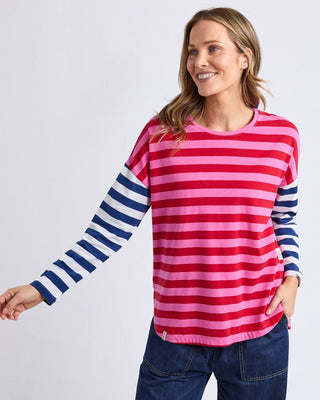 Elm Tee L/s Rogue Stripe - Red & Pink Stripe | Pink Poppies