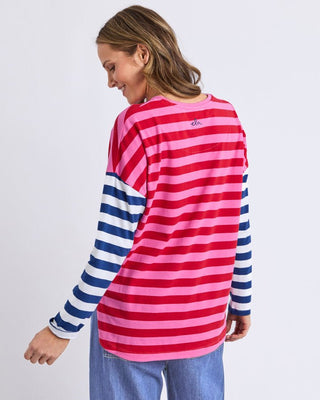 Elm Tee L/s Rogue Stripe - Red & Pink Stripe | Pink Poppies