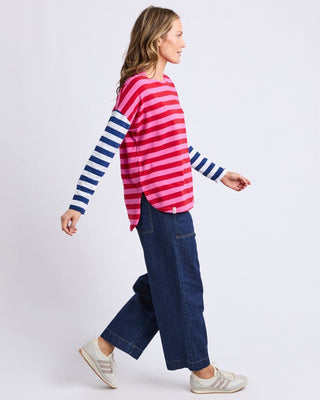 Elm Tee L/s Rogue Stripe - Red & Pink Stripe | Pink Poppies