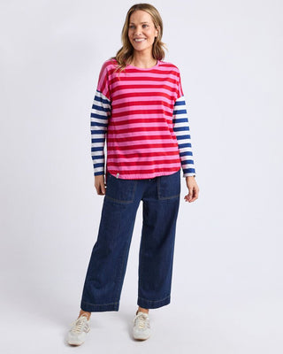 Elm Tee L/s Rogue Stripe - Red & Pink Stripe | Pink Poppies