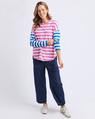 Elm Tee L/s Rougue Stripe - Pink & White Stripe | Pink Poppies
