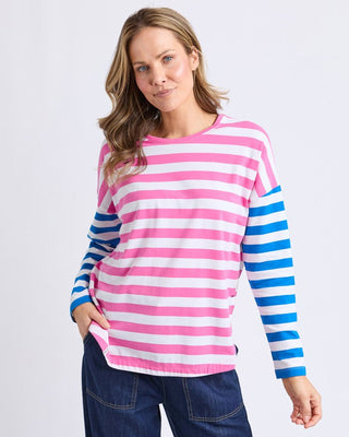 Elm Tee L/s Rougue Stripe - Pink & White Stripe | Pink Poppies