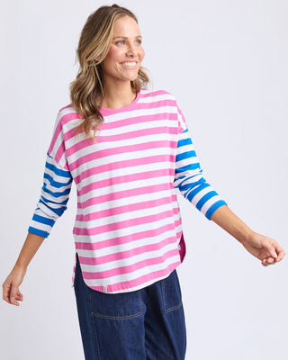 Elm Tee L/s Rougue Stripe - Pink & White Stripe | Pink Poppies