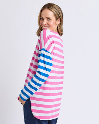 Elm Tee L/s Rougue Stripe - Pink & White Stripe | Pink Poppies