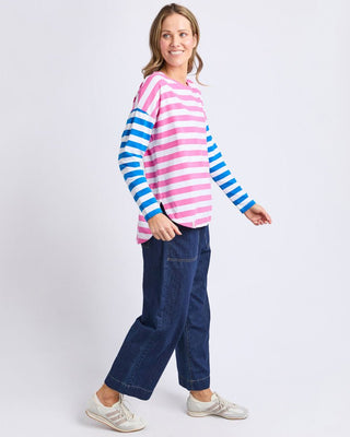 Elm Tee L/s Rougue Stripe - Pink & White Stripe | Pink Poppies