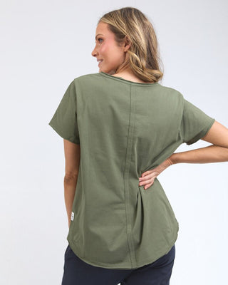 Elm Tee S/s Pima Vee - Khaki | Pink Poppies