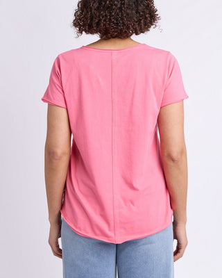 Elm Tee S/s Pima Vee - Lemonade Pink | Pink Poppies