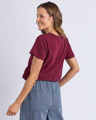 Elm Tee S/s Pima Vee - Plum | Pink Poppies