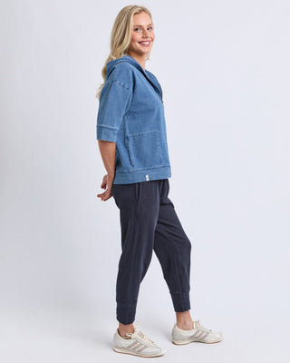 Elm Tessa Denim Look Hoodie | Pink Poppies