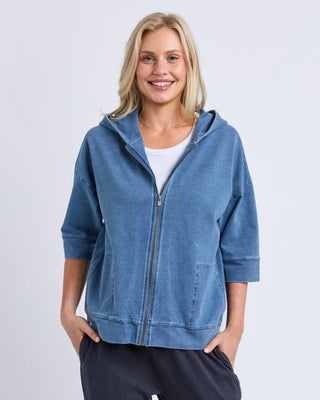 Elm Tessa Denim Look Hoodie | Pink Poppies