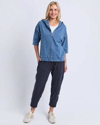 Elm Tessa Denim Look Hoodie | Pink Poppies