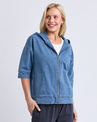 Elm Tessa Denim Look Hoodie | Pink Poppies