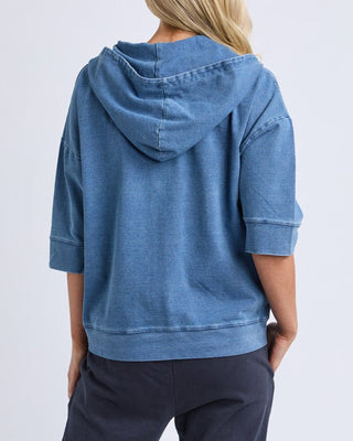 Elm Tessa Denim Look Hoodie | Pink Poppies