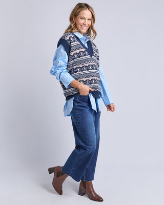 Elm Vest Storm - Navy | Pink Poppies