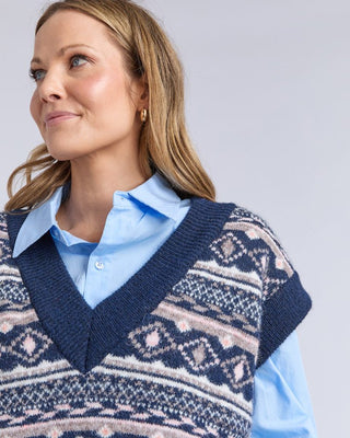 Elm Vest Storm - Navy | Pink Poppies