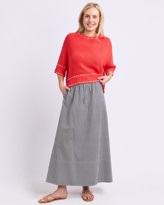 Elm Willow Skirt - Black Stripe | Pink Poppies