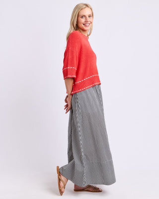 Elm Willow Skirt - Black Stripe | Pink Poppies