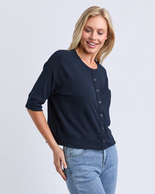 Elm Yvette S/s Cardi - Navy | Pink Poppies