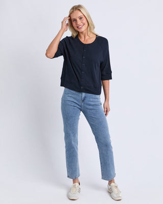 Elm Yvette S/s Cardi - Navy | Pink Poppies