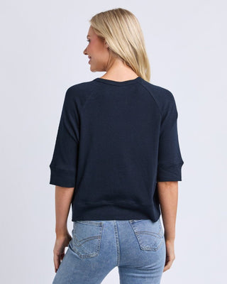 Elm Yvette S/s Cardi - Navy | Pink Poppies