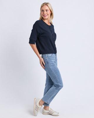 Elm Yvette S/s Cardi - Navy | Pink Poppies