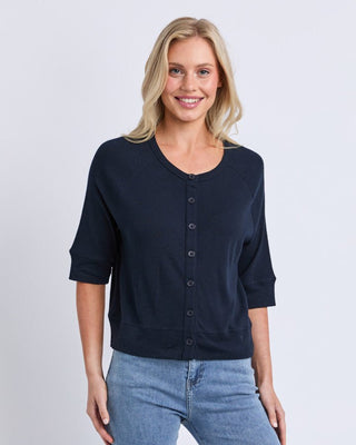 Elm Yvette S/s Cardi - Navy | Pink Poppies