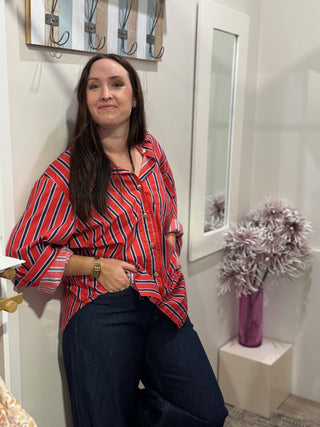 Endless Fortune Dreamers Shirt - Red Stripe | Pink Poppies