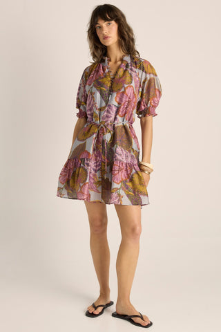 Fate & Becker Daria Dress- Leaf Print | Pink Poppies