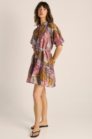 Fate & Becker Daria Dress- Leaf Print | Pink Poppies