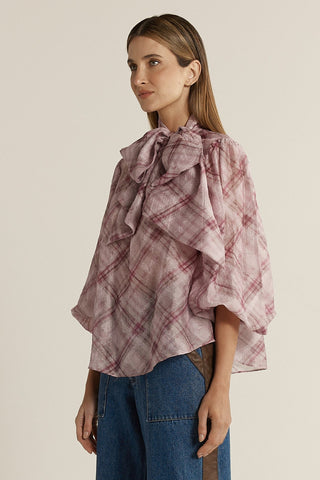 Fate & Becker Eve Pussybow Blouse - Orchid | Pink Poppies