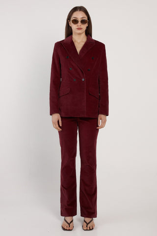 Fate & Becker Knox Velvet Jeans - Burgundy | Pink Poppies