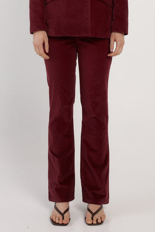 Fate & Becker Knox Velvet Jeans - Burgundy | Pink Poppies