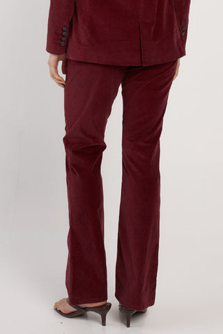 Fate & Becker Knox Velvet Jeans - Burgundy | Pink Poppies