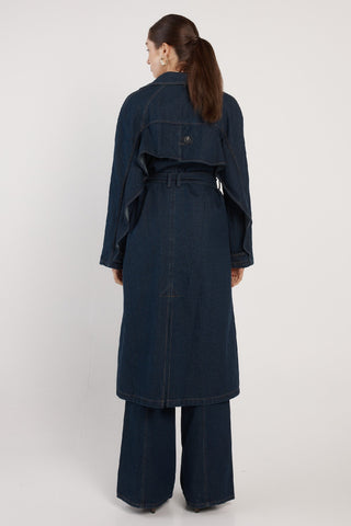 Fate & Becker Koa Denim Trench Coat | Pink Poppies